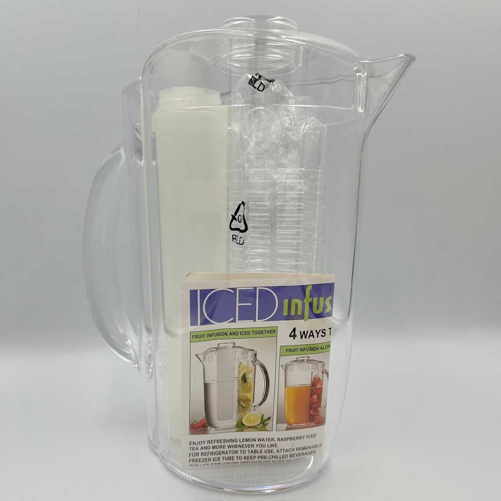 Prodyne ICED Infusion 4 Piece Acrylic Pitcher Fruit Infuser and Freezer Ice Tube
